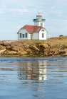 USA, San Juan Islands, Washington State. Patos Island Lighthouse on Alden Point built in 1893 Art Print